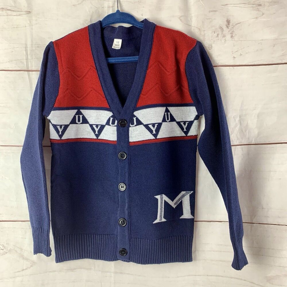 Kids Boys Cardigan Sweater Button-down Long-sleeved Letters School 2T 3T 18M